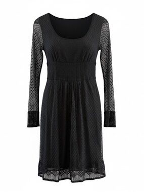 Max Studio Black Lace Long-Sleeve Dress Scoop Neck Size M